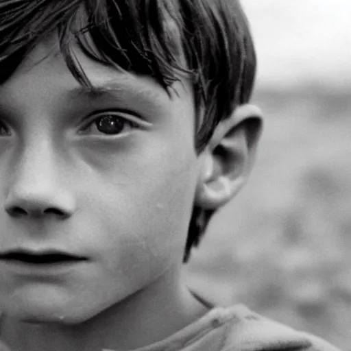 Prompt: noah schnapp plays ralph in lord of the flies ( 1 9 6 3 ), 3 5 mm black and white, highly detailed, cinematic lighting