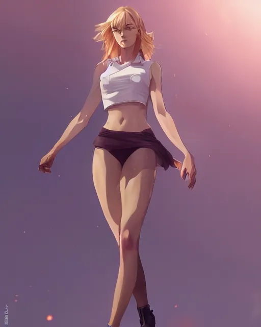 Prompt: yvonne strahovski, sexy outfit, medium shot, visible face, detailed, perfectly shaded body, perfectly shaded face, atmospheric lighting, by makoto shinkai, stanley artgerm lau, wlop, rossdraws