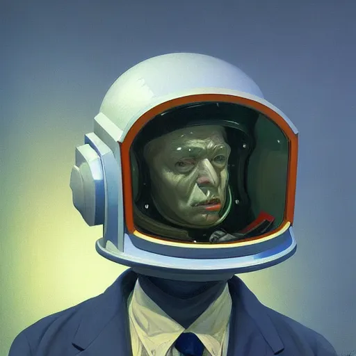 Image similar to Portrait of an engineer with helmet, very coherent, painted by Edward Hopper, Wayne Barlowe, painted by James Gilleard, airbrush, art by JamesJean