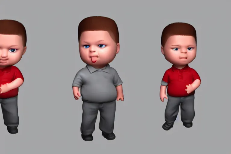 Prompt: bobby hill chibi, photorealistic 3 d render