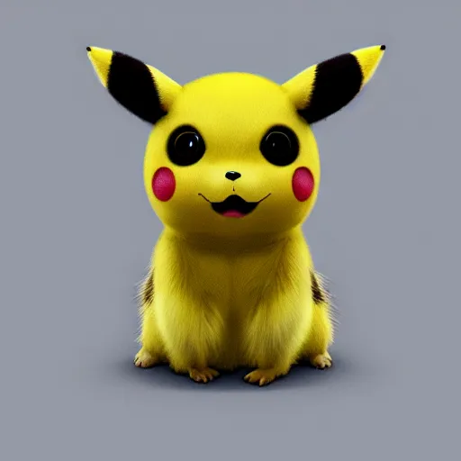 Image similar to portrait of a ultra realistic pikachu, fur, details, creepy, horror, big eyes, yellow