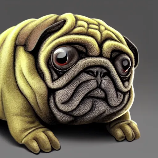 Image similar to A tardigrade with the eyes and mouth of a pug, national geographic-file-photograph, paywall-content, premium-award-winning, trending on artstation