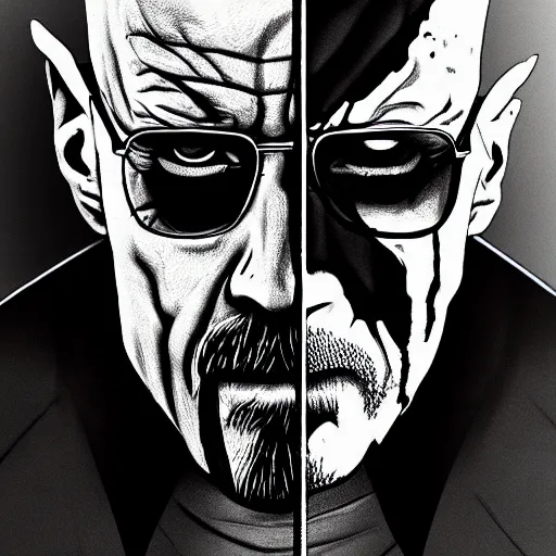 Image similar to walter white as a death note shinigami, mid portrait, high quality, trending on artstation, 4 k