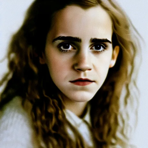 Prompt: beautiful hyperdetailed photograph of hermione granger portrrayed by emma watson, golden hour, soft focus, medium shot, 8 k, portra 4 0 0