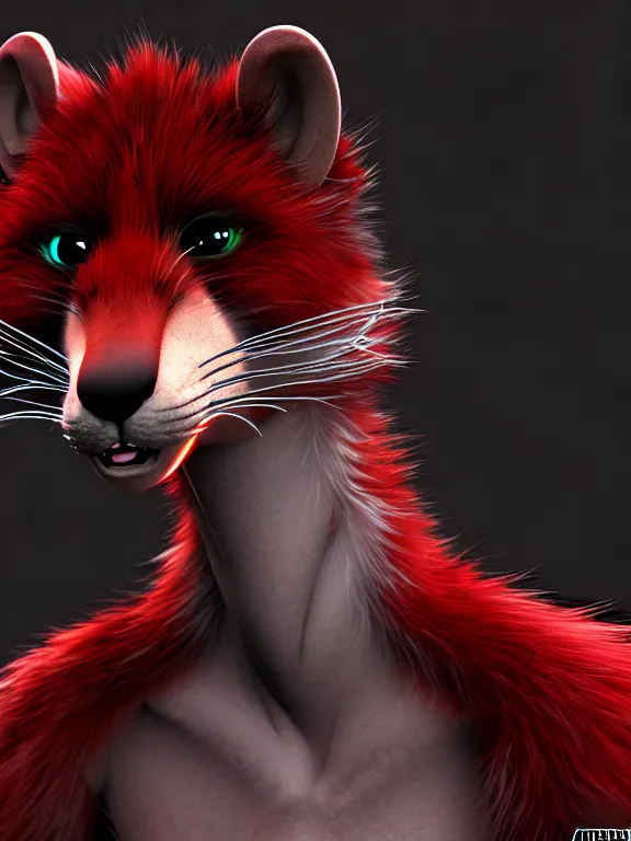 Prompt: furry - male - red - black - weasel - chaos theorist - fursona uhd ue 5 visual novel pc game expressions, photorealistic, trending on weasyl