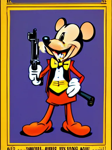 Image similar to an anthropomorphic mouse holding a shotgun, art by walt disney