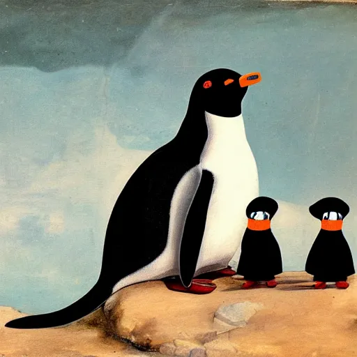 a memorial for pingu, painting, the style of goya, | Stable Diffusion ...