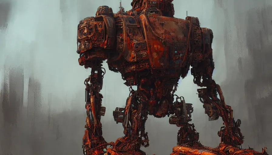 Prompt: Rusted giant robot abandoned in a shed for centuries, hyperdetailed, artstation, cgsociety, 8k