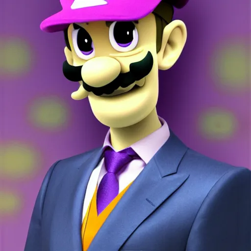 Image similar to Waluigi as a real person, 8k, Hyper realism,