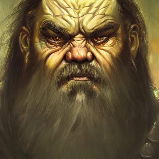 Image similar to angry dwarf, elden ring boss, matte painting, detailed, elden ring, oil on canvas