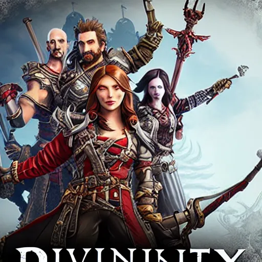 Image similar to divinity original sin 2 movie poster, high detail