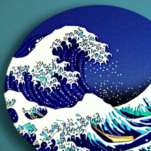 Image similar to great wave off kanagawa, in claymation style