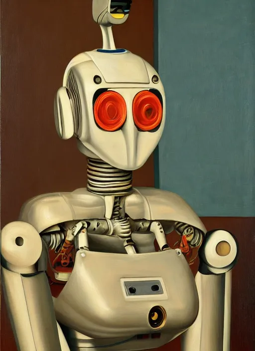 Image similar to painting of a robot by John Currin