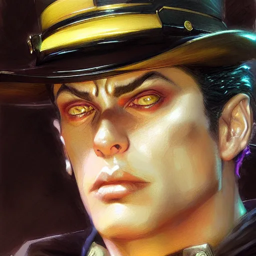 Prompt: Jotaro Kujo, closeup portrait art by Donato Giancola, Craig Mullins, digital art, trending on artstation