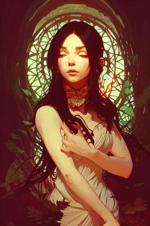 Image similar to a beautiful succubs, dungeon, fantasy, sharp focus, intricate, elegant, digital painting, artstation, matte, highly detailed, concept art, illustration, ambient lighting, art by ilya kuvshinov, artgerm, Alphonse mucha, and Greg Rutkowski