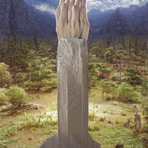 Prompt: a mysterious post human monument realm, hyper real, by James Gurney