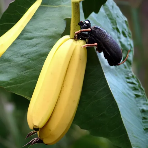 Image similar to A big bug eating a banana