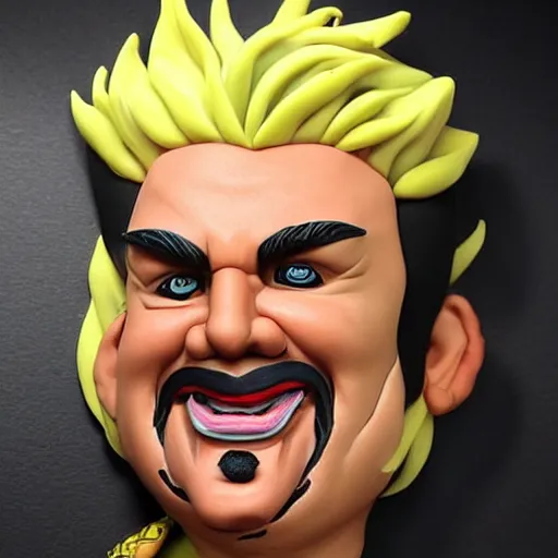 Prompt: guy fieri made out of polymer clay detailed sculpture trending on artstation