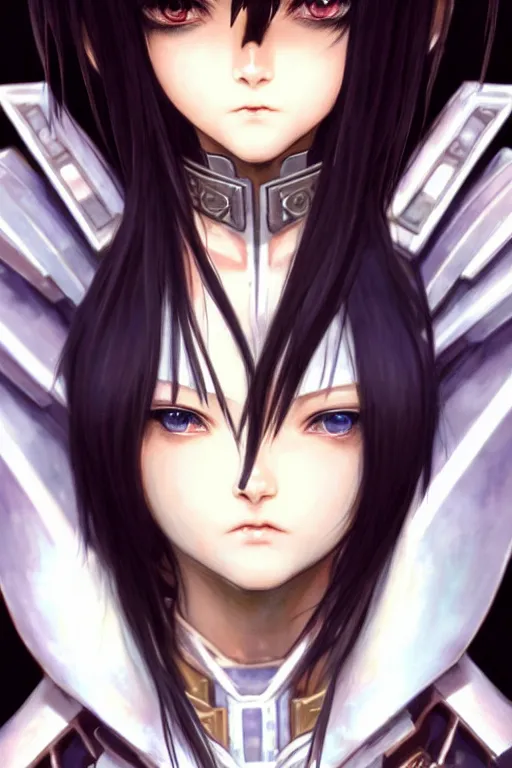 Image similar to portrait Anime girl in cyberpunk trinity blood armor, cute-fine-face, black-hair pretty face, realistic shaded Perfect face, fine details. Anime. realistic shaded lighting by Ilya Kuvshinov katsuhiro otomo ghost-in-the-shell, magali villeneuve, artgerm, rutkowski, WLOP Jeremy Lipkin and Giuseppe Dangelico Pino and Michael Garmash and Rob Rey