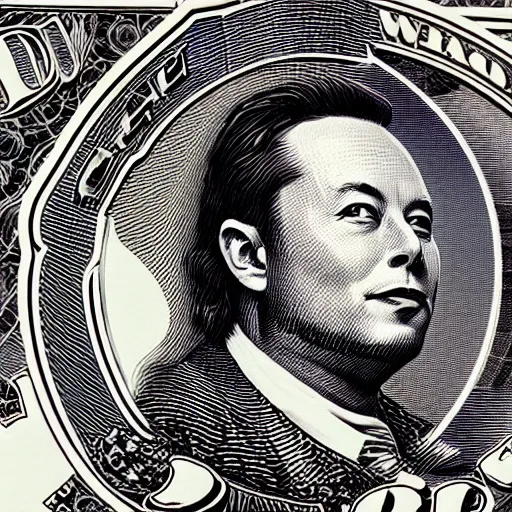 Image similar to Elon musk on the Mars Dollar bill