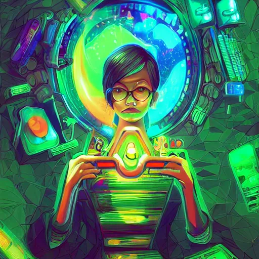 Image similar to skill magic geek inside matrix deepdream radiating a glowing aura stuff loot legends stylized digital illustration video game icon artstation lois van baarle, ilya kuvshinov, rossdraws,