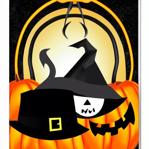 Prompt: A vector halloween greeting card - H 768