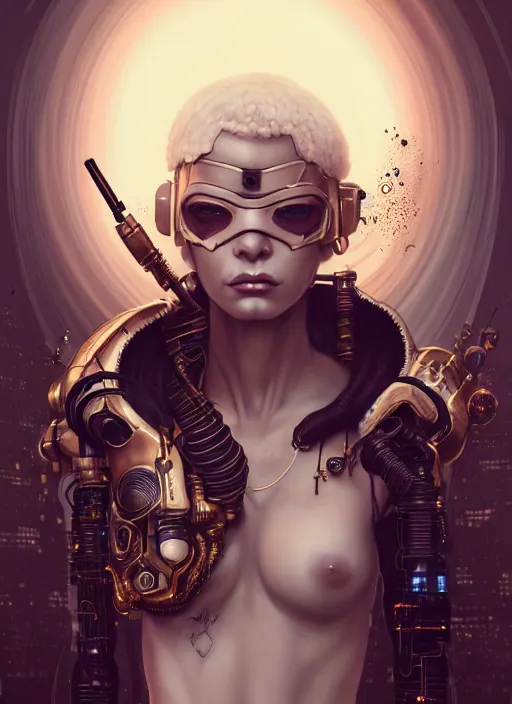 Image similar to soft lustrous ebony ivory biotech raver gutter punk gothic cyborg, golden ratio, details, scifi, fantasy, cyberpunk, intricate, decadent, highly detailed, digital painting, octane render, artstation, concept art, smooth, sharp focus, illustration, art by artgerm, loish, wlop