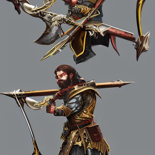 Image similar to a fantasy crossbow weapon, crossbow and arrow, fantasy card game style art