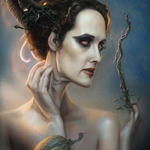 Image similar to closeup portrait shot of winona ryder as delirium of the endless, the sandman, thick fancy makeup, highly detailed, digital painting, artstation, concept art, soft focus, depth of field, artgerm, tomasz alen kopera, peter mohrbacher, donato giancola, joseph christian leyendecker, wlop, boris vallejo