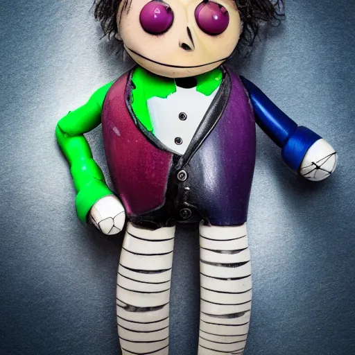 Image similar to a toy made by tim burton, product photography