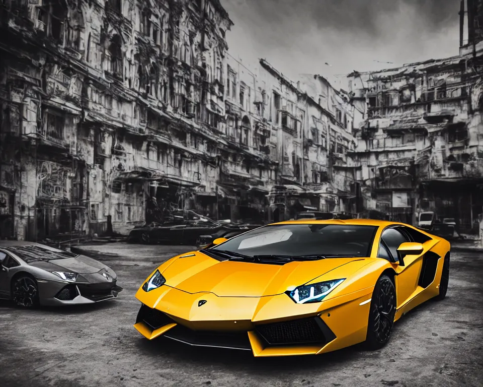 Image similar to lamborghini aventador photoshoot, cinematic, indian bazaar background, photography by alexey kurylev, beautiful, india, heavily detailed