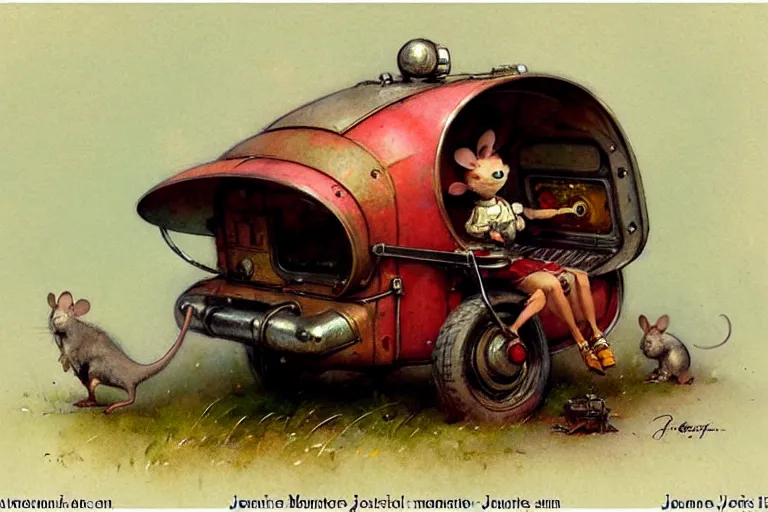 Image similar to adventurer ( ( ( ( ( 1 9 5 0 s retro future robot mouse jukebox wagon house. muted colors. ) ) ) ) ) by jean baptiste monge!!!!!!!!!!!!!!!!!!!!!!!!! chrome red