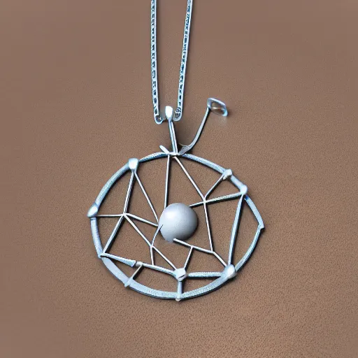Prompt: a silver sagittarius constellation necklace pendant, 3 d rendering