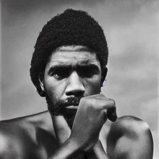 Image similar to portrait of kyrie irving, kyrie irving as che guevara, heroico, black and white, photograph by alberto korda, inspiring, dignifying, national archives