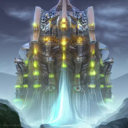 Prompt: a fantasy elven nuclear power plant. award winning digital art, trending on artstation