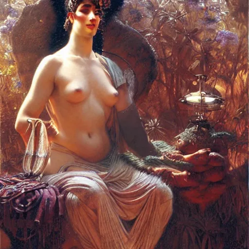 Prompt: shiva with high tec vr headset, painting by gaston bussiere, craig mullins, j. c. leyendecker, lights, art by ernst haeckel, john william godward, hammershøi,