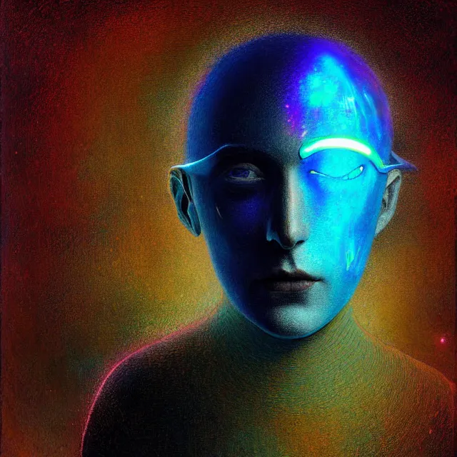 Prompt: iridescent hyperpop cyberpunk opal alchemist, future perfect, award winning digital art by santiago caruso and odilon redon