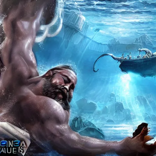 Prompt: zeus vs hercules at the underwater arena, atlantis, photorealistic, highly detailed, trending in artstation