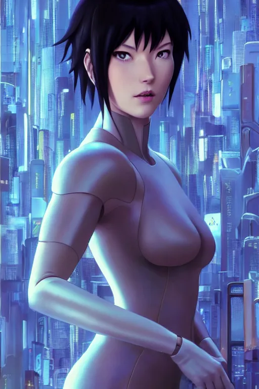 Image similar to weta disney pixar movie still portrait photo of ghost in the shell anime : : as motoko kusanagi by pixar : : by ilya kuvshinov, rossdraws, artgerm, maxim cover, octane render, 3 d, volumetric lighting, anti aliasing, raytracing : :