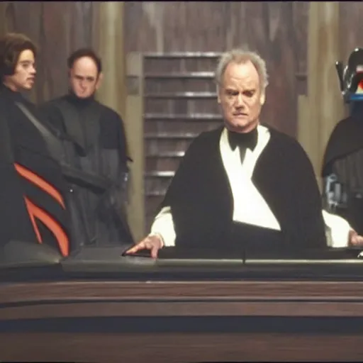 Image similar to bill murray as palpatine giving a speech in the senate, star wars movie by george lucas