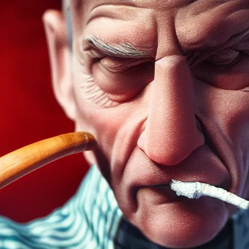 Image similar to Photo of Popeye smoking his pipe, 4k, ultrarealistic