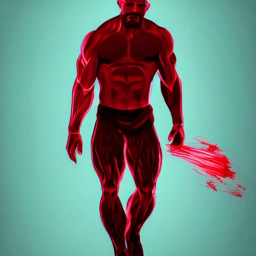 Image similar to muscular walter white coming out of a red mist, epic, trending on artstation, profile pic, centered, accurate anatomy, highly detailed, digital art,