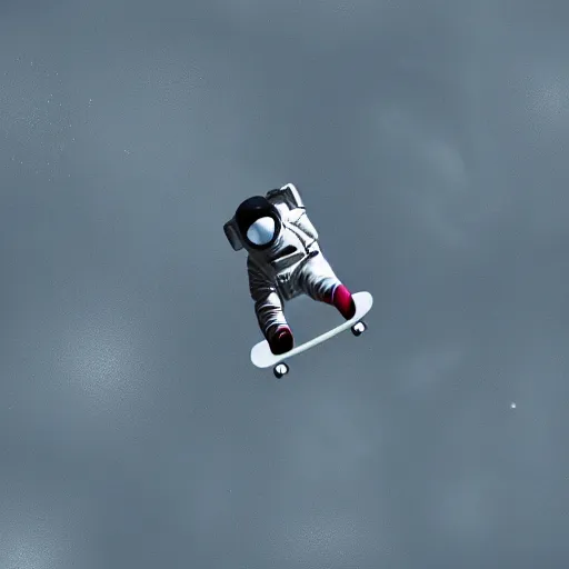Image similar to an astronaut is skateboarding on the moon digital art