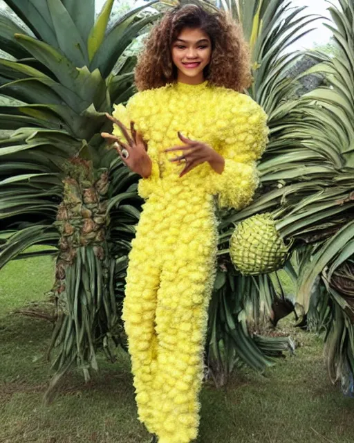 Prompt: zendaya in a pineapple costume