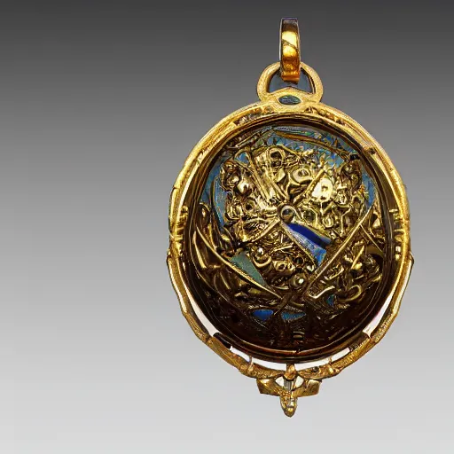 Prompt: gilded antique bionic engraved cyberpunk Faberge pendant:5, jewelry collaboration between beksinski and dali: 4, baroque scarab decoration with intricate filigree:3