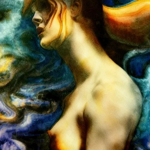 Image similar to the energy of dreams, 8 k resolution, beautiful, dark ambient, neoplasticism art, marvel comics dslr hdr, art by artemisia gentileschi, water color