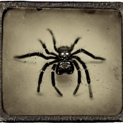 Prompt: tintype photo, bottom of the ocean, spider