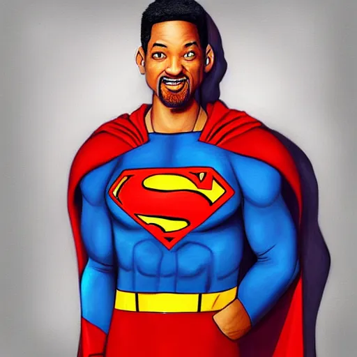 Image similar to portrait of will smith as superman by mandy jurgens