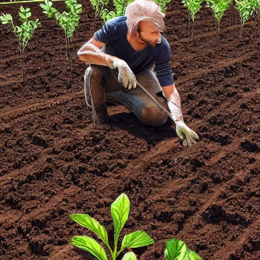 Image similar to koneki ken planting potatoes in belarus, instagram photo, photorealistic, hyper detailed, hyper realistic, houdini, vfx, unreal engine 5, octane render, 8 k, full hd