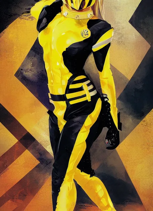 Image similar to britney spears as a yellow and black stripes luxurious power ranger by greg rutkowski, claude monet, conrad roset, takato yomamoto, rule of thirds, sigma look, beautiful